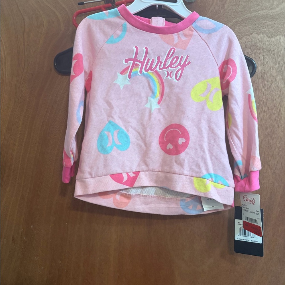 Hurley Pink Rainbow Logo Pullover Sweatshirt